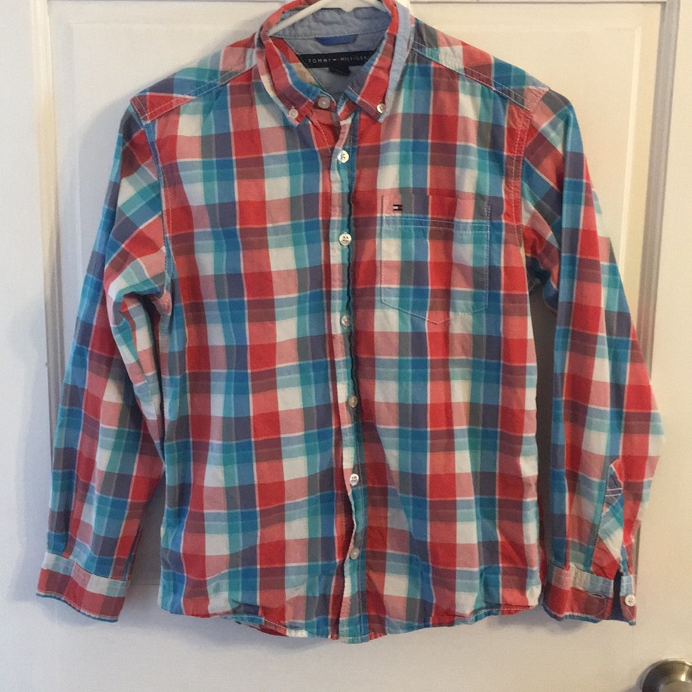 Boys Tommy Hilfiger plaid long sleeve button down